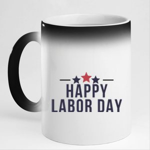 Happy Labor Day 11oz Black Color Changing Mug