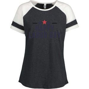 Happy Labor Day Enza Ladies Jersey Colorblock Tee