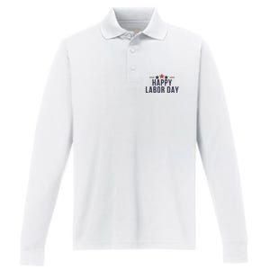 Happy Labor Day Performance Long Sleeve Polo