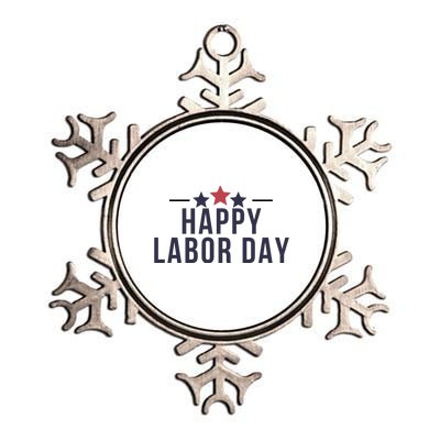 Happy Labor Day Metallic Star Ornament