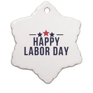 Happy Labor Day Ceramic Star Ornament