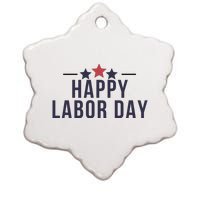 Happy Labor Day Ceramic Star Ornament