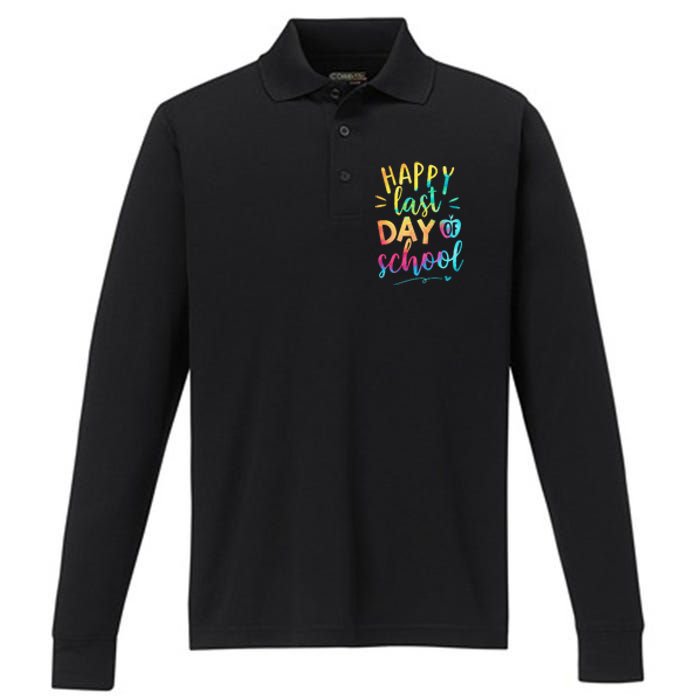 Happy Last Day of School Teacher Student Graduation Performance Long Sleeve Polo