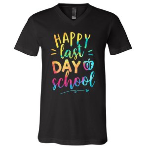 Happy Last Day of School Teacher Student Graduation V-Neck T-Shirt