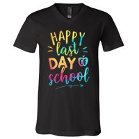 Happy Last Day of School Teacher Student Graduation V-Neck T-Shirt