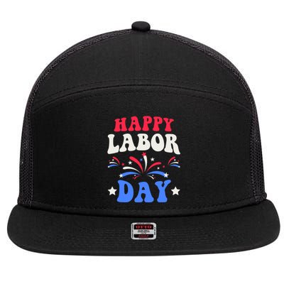 Happy Labor Day 7 Panel Mesh Trucker Snapback Hat