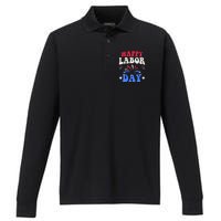 Happy Labor Day Performance Long Sleeve Polo