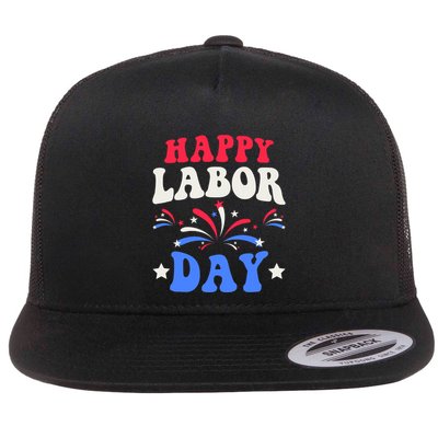Happy Labor Day Flat Bill Trucker Hat