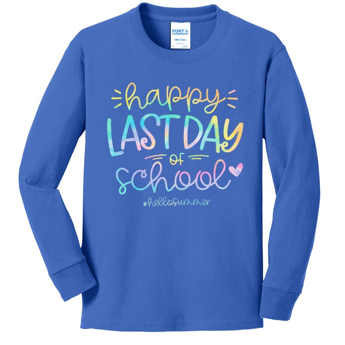 Happy Last Day Of School Hello Summer Students And Teachers Kids Long Sleeve Shirt