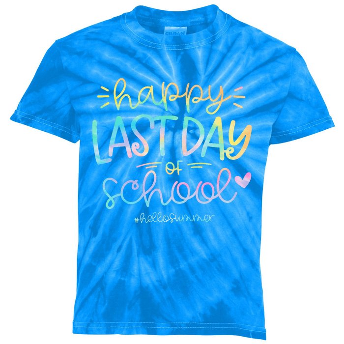 Happy Last Day Of School Hello Summer Students And Teachers Kids Tie-Dye T-Shirt