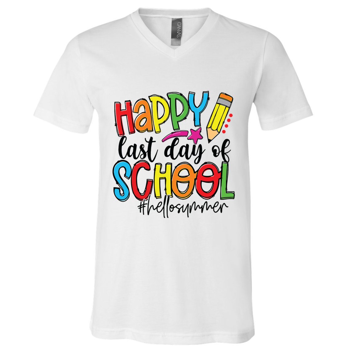 Happy Last Day Of School Teacher Student Graduation Gifts V-Neck T-Shirt