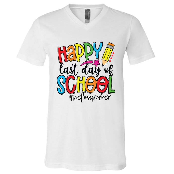 Happy Last Day Of School Teacher Student Graduation Gifts V-Neck T-Shirt