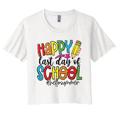 Happy Last Day Of School Teacher Student Graduation Gifts Women's Crop Top Tee