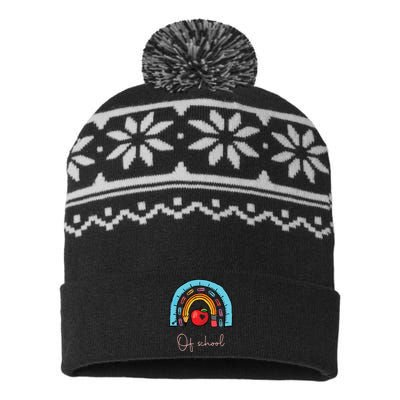 Happy Last Day Of School Teacher Student Graduation Rainbow USA-Made Snowflake Beanie