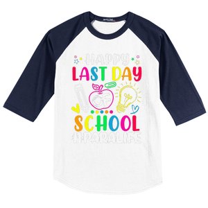 Happy Last Day Of School Para Life Teacher Lover Summer Gift Baseball Sleeve Shirt