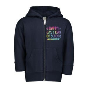 Happy Last Day Of School Tie Dye Cool Teacher Hello Summer Toddler Zip Fleece Hoodie