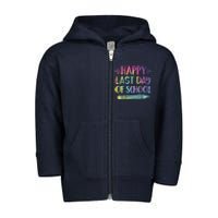 Happy Last Day Of School Tie Dye Cool Teacher Hello Summer Toddler Zip Fleece Hoodie