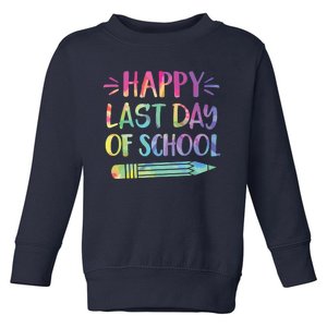 Happy Last Day Of School Tie Dye Cool Teacher Hello Summer Toddler Sweatshirt