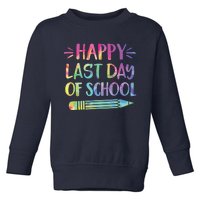 Happy Last Day Of School Tie Dye Cool Teacher Hello Summer Toddler Sweatshirt