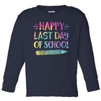 Happy Last Day Of School Tie Dye Cool Teacher Hello Summer Toddler Long Sleeve Shirt