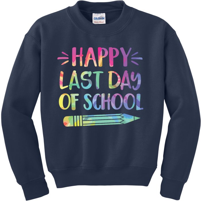 Happy Last Day Of School Tie Dye Cool Teacher Hello Summer Kids Sweatshirt