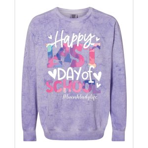 Happy Last Day Of School Tie Dye Lunch Lady Life Summer Gift Colorblast Crewneck Sweatshirt