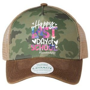 Happy Last Day Of School Tie Dye Lunch Lady Life Summer Gift Legacy Tie Dye Trucker Hat