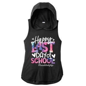 Happy Last Day Of School Tie Dye Lunch Lady Life Summer Gift Ladies PosiCharge Tri-Blend Wicking Draft Hoodie Tank