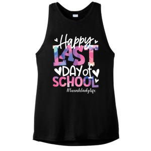 Happy Last Day Of School Tie Dye Lunch Lady Life Summer Gift Ladies PosiCharge Tri-Blend Wicking Tank