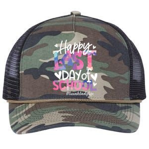 Happy Last Day Of School Tie Dye Lunch Lady Life Summer Gift Retro Rope Trucker Hat Cap