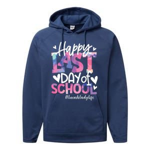 Happy Last Day Of School Tie Dye Lunch Lady Life Summer Gift Performance Fleece Hoodie