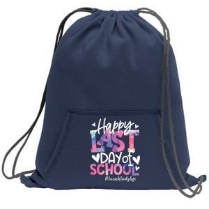 Happy Last Day Of School Tie Dye Lunch Lady Life Summer Gift Sweatshirt Cinch Pack Bag