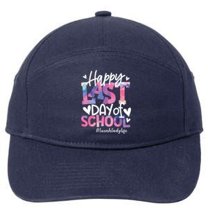 Happy Last Day Of School Tie Dye Lunch Lady Life Summer Gift 7-Panel Snapback Hat