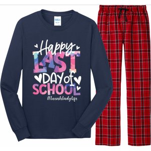 Happy Last Day Of School Tie Dye Lunch Lady Life Summer Gift Long Sleeve Pajama Set