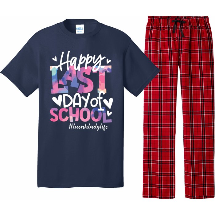 Happy Last Day Of School Tie Dye Lunch Lady Life Summer Gift Pajama Set