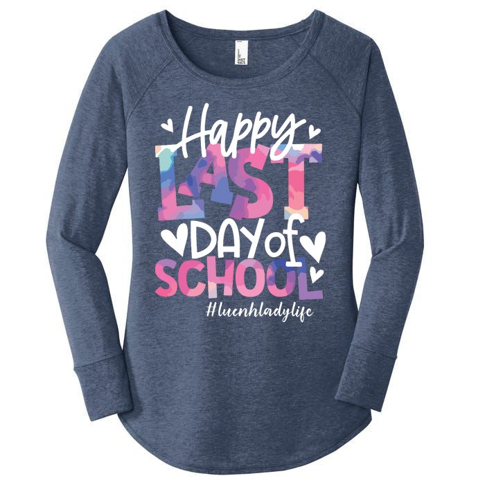 Happy Last Day Of School Tie Dye Lunch Lady Life Summer Gift Women's Perfect Tri Tunic Long Sleeve Shirt