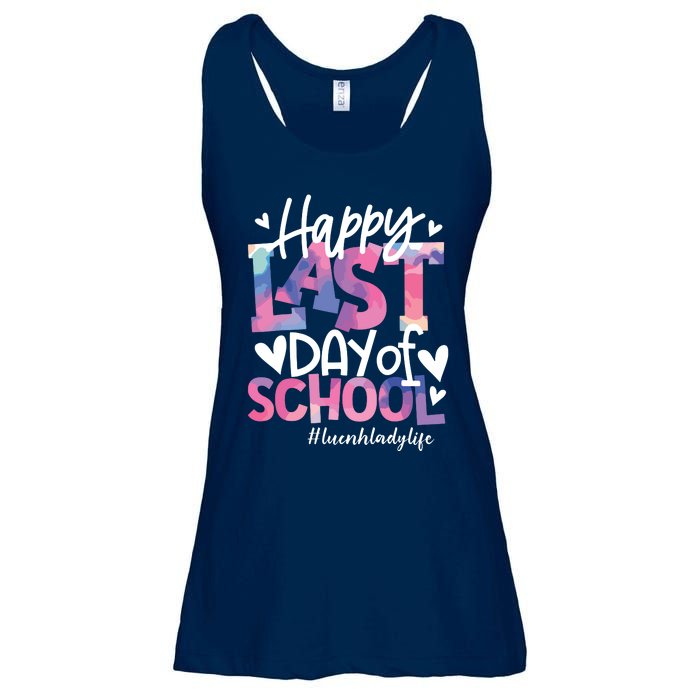 Happy Last Day Of School Tie Dye Lunch Lady Life Summer Gift Ladies Essential Flowy Tank