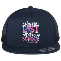 Happy Last Day Of School Tie Dye Lunch Lady Life Summer Gift Flat Bill Trucker Hat