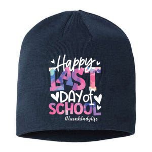 Happy Last Day Of School Tie Dye Lunch Lady Life Summer Gift Sustainable Beanie