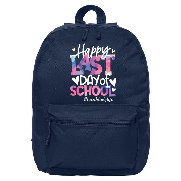 Happy Last Day Of School Tie Dye Lunch Lady Life Summer Gift 16 in Basic Backpack