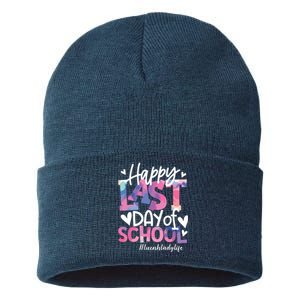 Happy Last Day Of School Tie Dye Lunch Lady Life Summer Gift Sustainable Knit Beanie