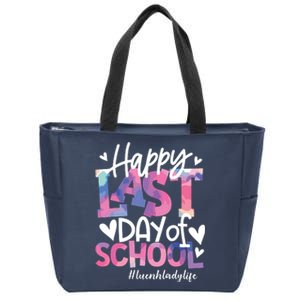 Happy Last Day Of School Tie Dye Lunch Lady Life Summer Gift Zip Tote Bag