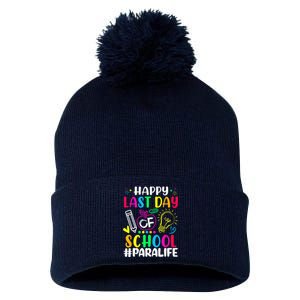 Happy Last Day Of School Para Life Teacher Lover Summer Pom Pom 12in Knit Beanie