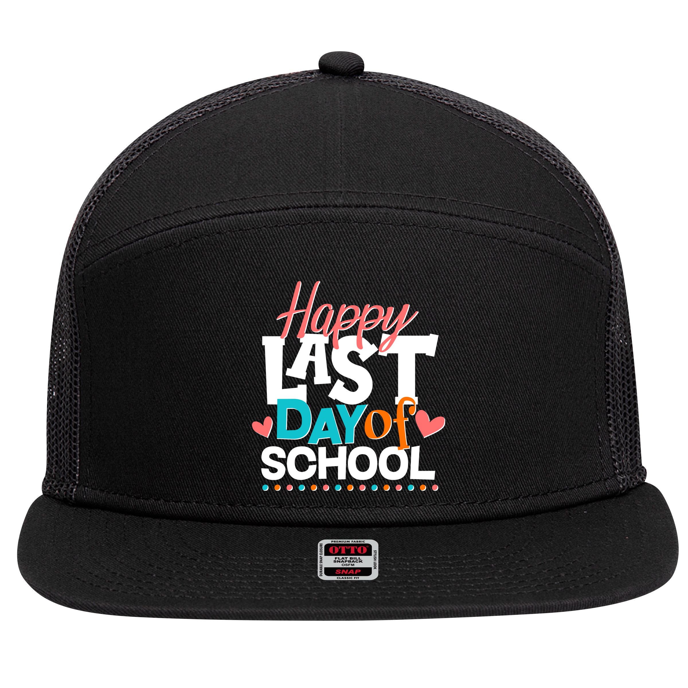 Happy Last Day Of School 7 Panel Mesh Trucker Snapback Hat