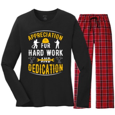 Happy Labour Day 2024 Appreciation For Hard Work And Dedication Women's Long Sleeve Flannel Pajama Set 