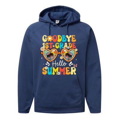 Happy Last Day Of School Goodbye 1st Grade Hello Summer Cute Gift Performance Fleece Hoodie