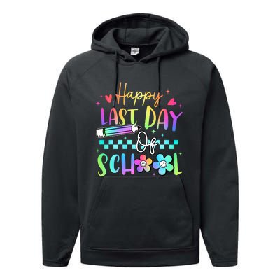 Happy Last Day Of School Teacher Performance Fleece Hoodie