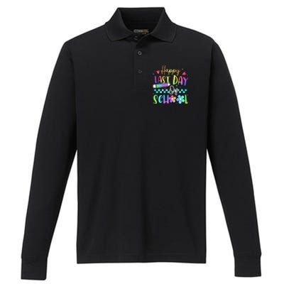 Happy Last Day Of School Teacher Performance Long Sleeve Polo