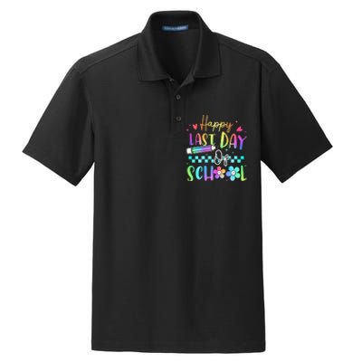 Happy Last Day Of School Teacher Dry Zone Grid Polo