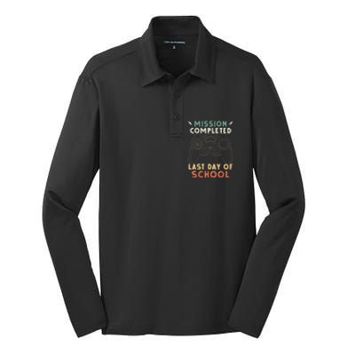 Happy Last Day Of School Gamer End Of The School Year Gaming Silk Touch Performance Long Sleeve Polo